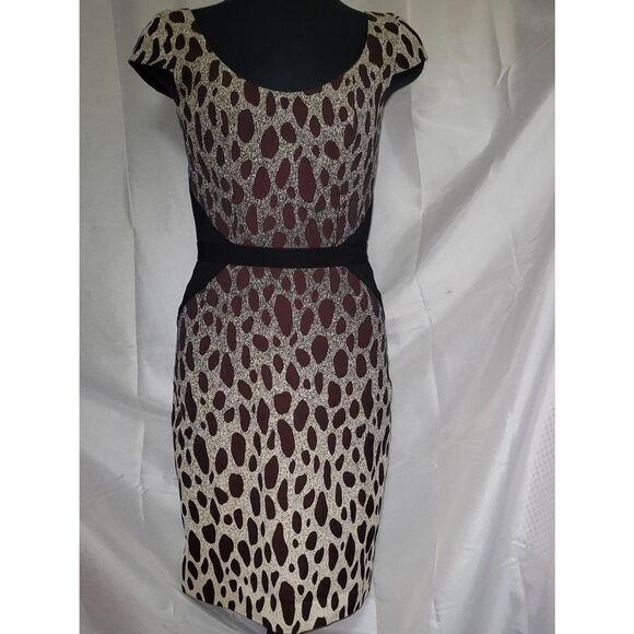JAY GODFREY  classy sophisticated  Animal Print short cap sleeve Dress - Picture 6 of 11